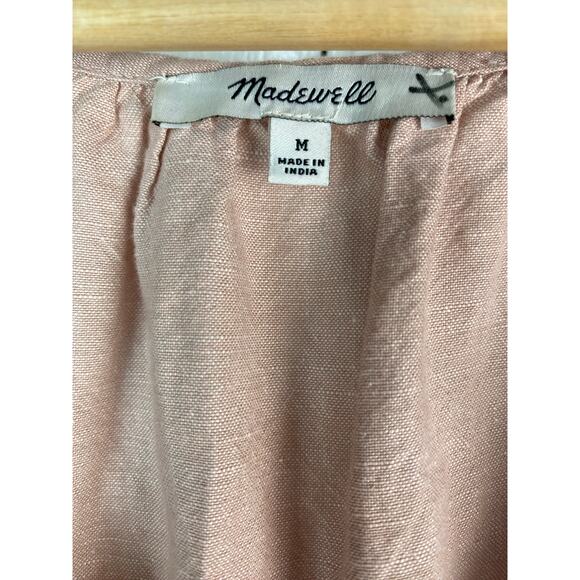 Madewell Lorelei M Dusty Pink Tiered Linen Blend Mini Shift Dress - Picture 8 of 8